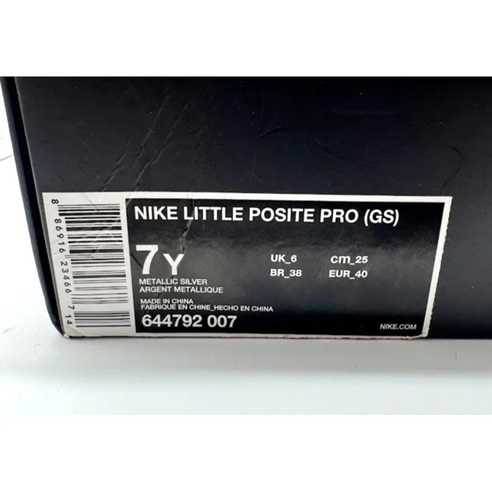 Nike Little Posite Pro GS Metallic Silver Black 644792-007 Youth US 7Y EU40